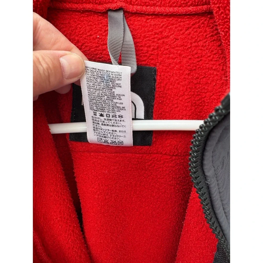 The North Face Denali Fleece Jacket Kids XS Red Grey Full Zip Denali Coat